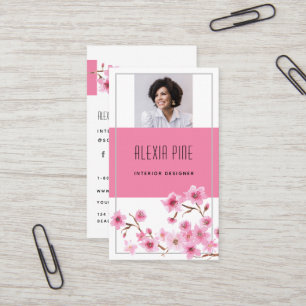 Carte De Visite Photo de fleurs de cerisier professionnel moderne 