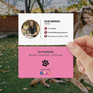 Carte De Visite Photo de garde d'animaux à empreinte de patte mini