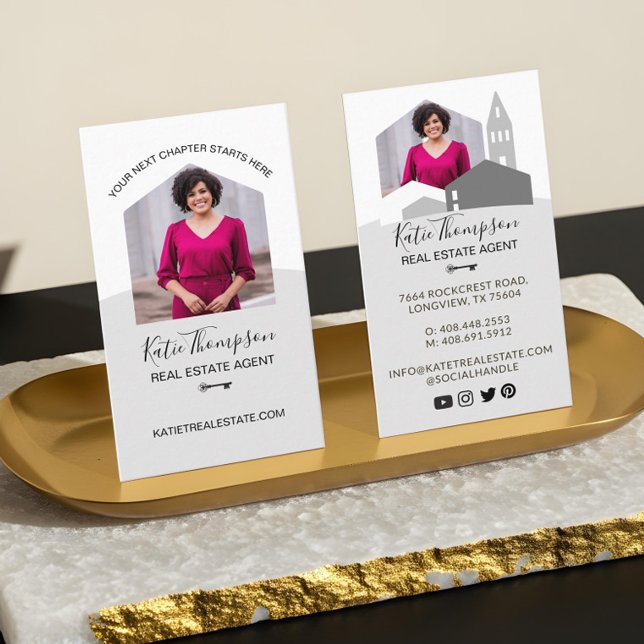 Carte De Visite Photo de l'agent immobilier professionnel de la ma (Minimal Professional Real Estate Agent Photo Logo Business Card1)