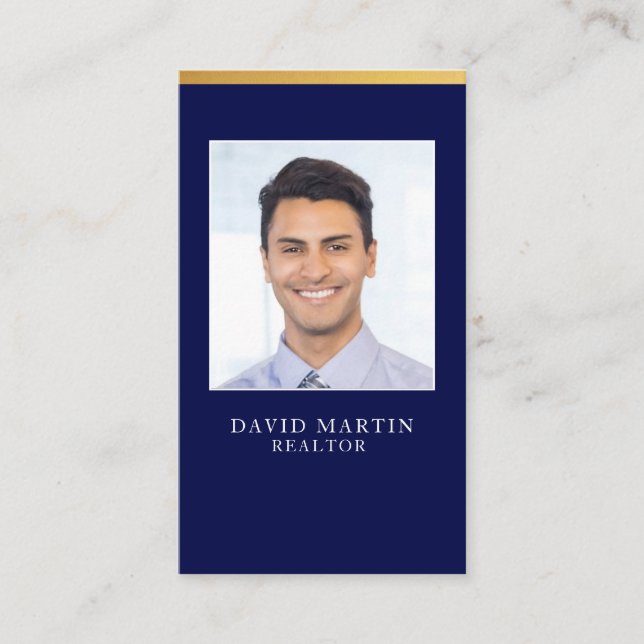 Carte De Visite Photo de l'agent immobilier professionnel et minim (Devant)