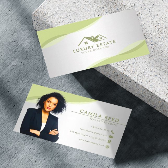 Carte De Visite Photo de l'agent immobilier professionnel Green &  (Créateur téléchargé)