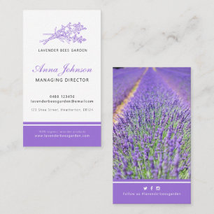 Carte De Visite Photo de l'entreprise violette Lavender personnali