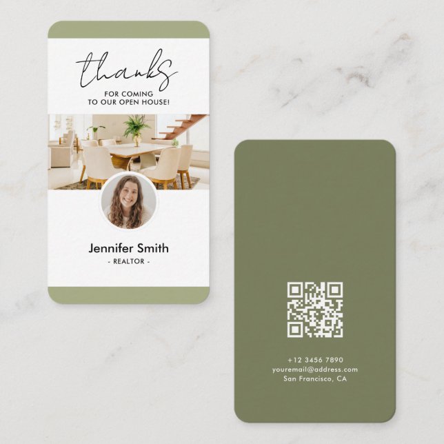 Carte De Visite Photo de marketing immobilier moderne Code QR (Devant / Derrière)