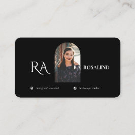 Carte De Visite Photo de Monogramme blanc noir professionnel