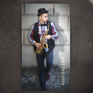 Carte De Visite Photo de musicien professionnel QR Code Marine Ble