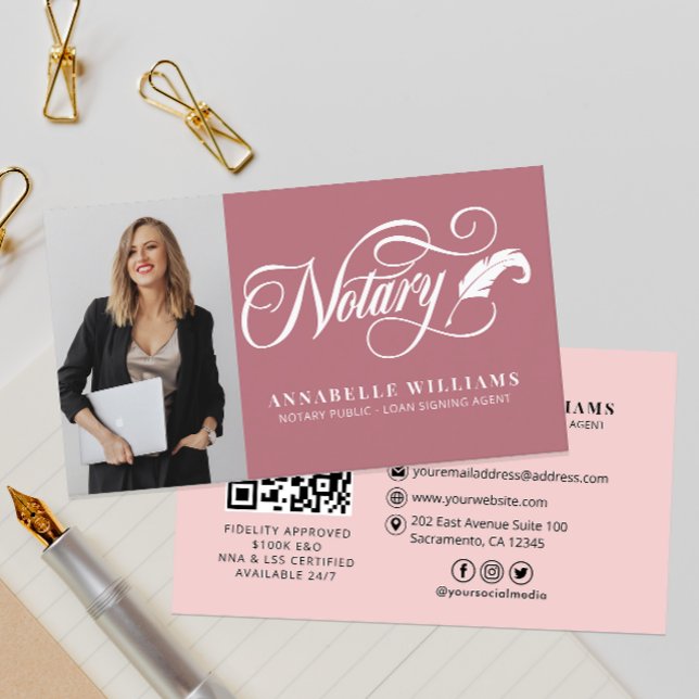 Carte De Visite Photo de notaire du code QR moderne (Créateur téléchargé)