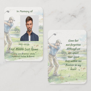 Carte De Visite Photo de prière commémorative golfeur terrain de g