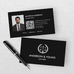 Carte De Visite Photo de professionnel de juriste noir moderne
