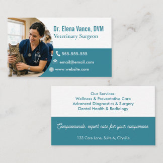 Carte De Visite Photo de profil de clinique de chirurgien vétérina