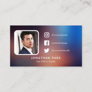 Carte De Visite Photo de profil Marine & Orange Médias sociaux