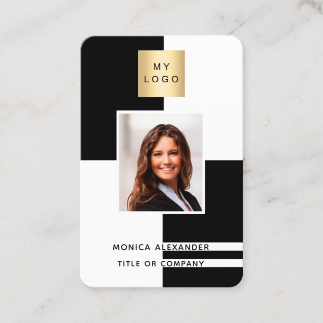 Carte De Visite Photo de profil noir blanc logo de l'entreprise Co (Devant)