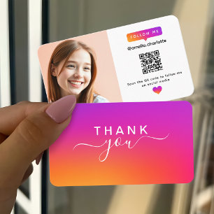Carte De Visite Photo de réseau social QR Code moderne