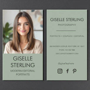 Carte De Visite Photo de Sage Green Photographe Médias sociaux