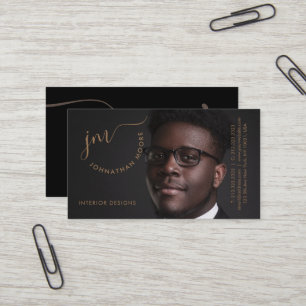 Carte De Visite Photo de signature dorée professionnelle