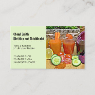 Carte De Visite Photo de smoothie de fruits à légumes diététistes