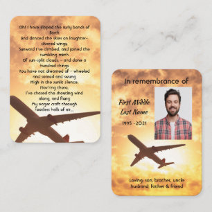 Carte De Visite Photo de souvenir Prière Pilote Avion En vol Entr