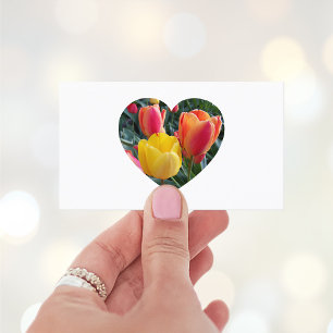 Carte De Visite Photo de tulipes en fleurs en forme de cœur