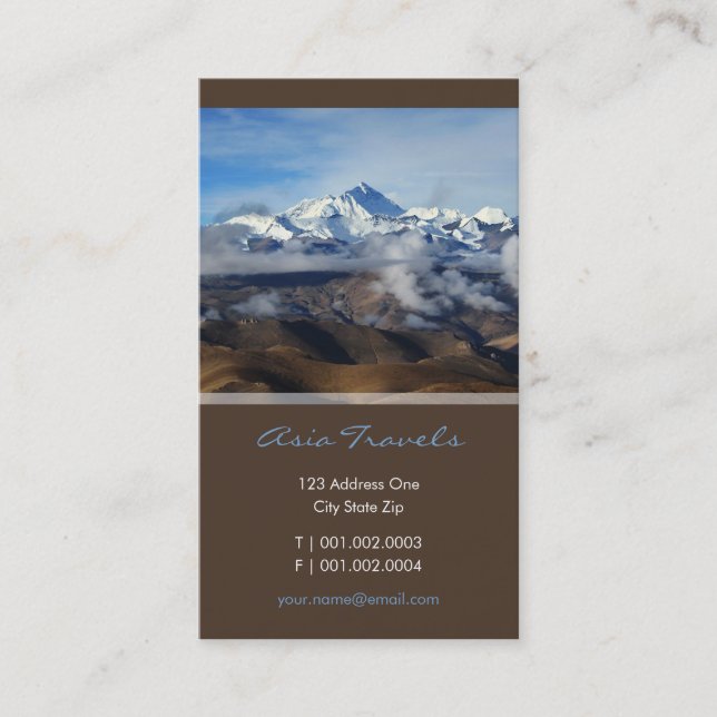 Carte De Visite Photo de voyage du Thibet Qomolangma Mt Everest (Devant)