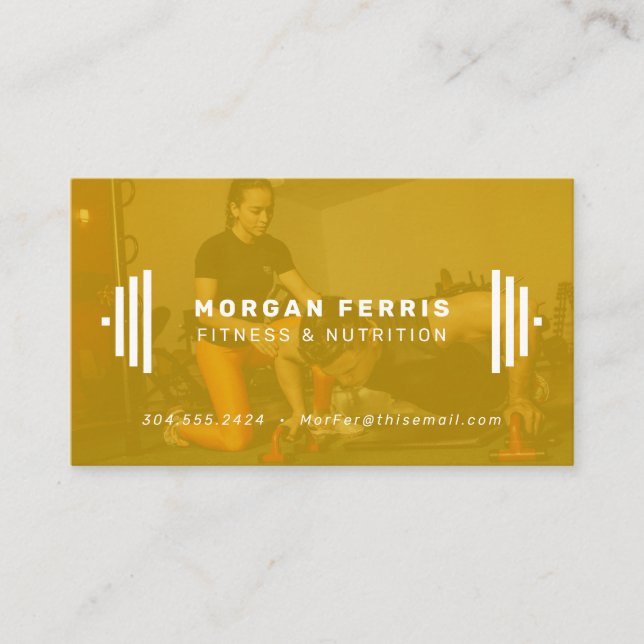 Carte de visite photo d'entraîneur de fitness mode (Devant)