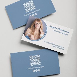 Carte De Visite Photo d'entreprise moderne Code QR