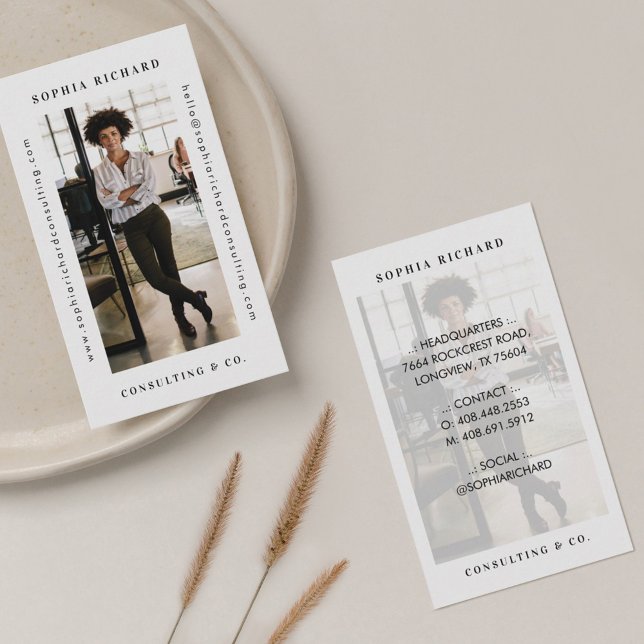 Carte De Visite Photo d'entreprise professionnelle blanche minimal (Créateur téléchargé)