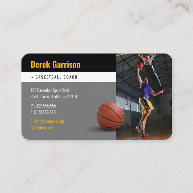 Carte De Visite Photo du joueur de basket-ball | Basketball Coach  (Devant)