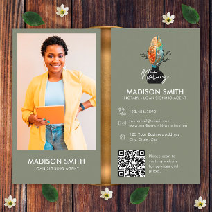 Carte De Visite Photo en plume Code QR Agent de signature du prêt 