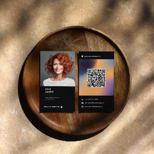 Carte De Visite Photo et code QR moderne vertical