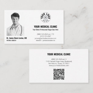 Carte De Visite Photo et logo de médecin professionnel, code QR