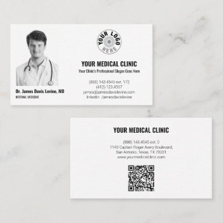 Carte De Visite Photo et logo de médecin professionnel, code QR