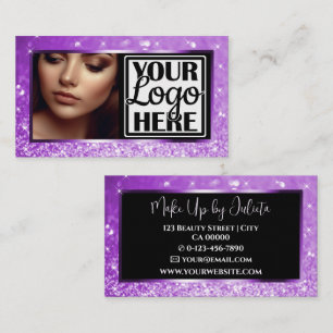 Carte De Visite Photo et logo Modèle Lilac Sparkle Parties scintil