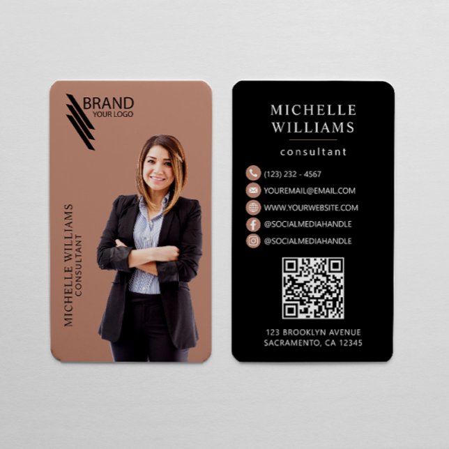 Carte De Visite Photo Et Logo Professionnels Élégants (Créateur téléchargé)