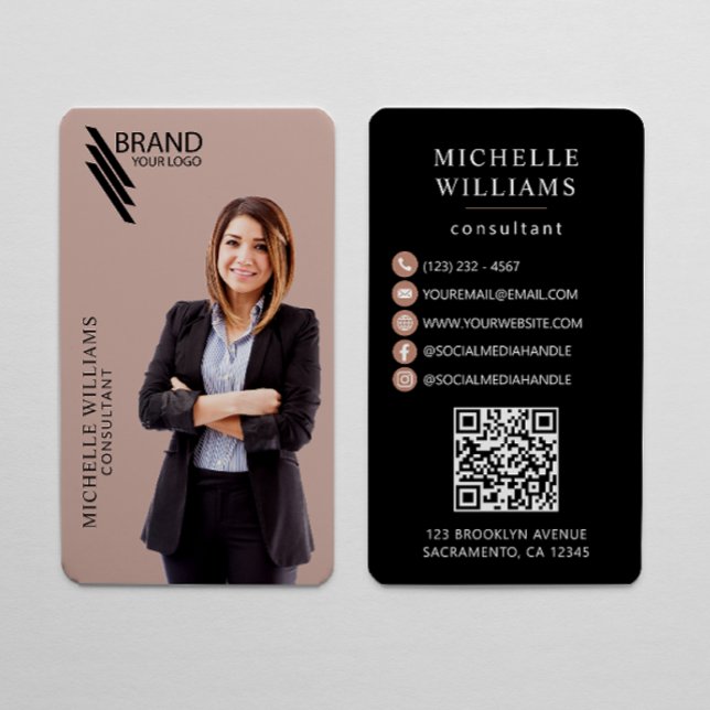 Carte De Visite Photo Et Logo Professionnels Élégants (Créateur téléchargé)