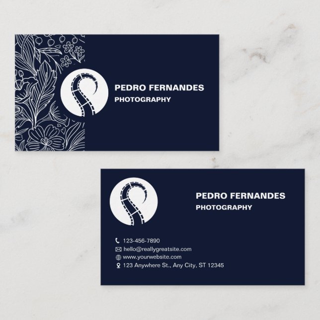 Carte de visite photo florale de marque personnali (Devant / Derrière)
