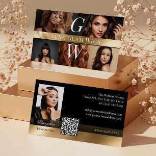 Carte De Visite Photo Glam Professionnel Perruque Monogramme Noir 