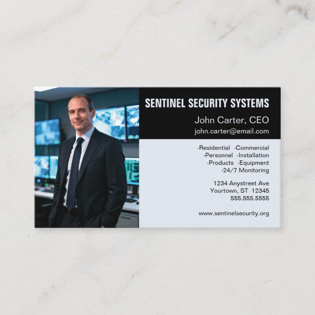 Carte De Visite Photo Gray and Black Security Protection (Devant)