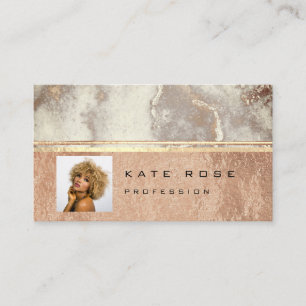Carte De Visite Photo Grey Stripes Marbre Rose Maquillage Artiste 
