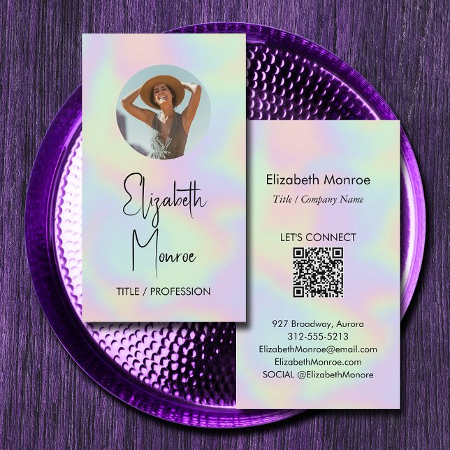 Carte De Visite Photo holographique Code QR (*BEST TO USE SIGNATURE UV GLOSS paper we selected for best results with holographic illustration)