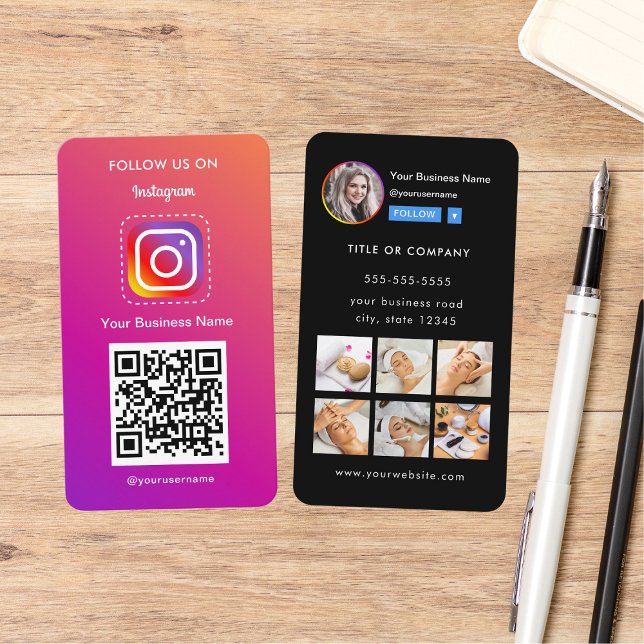 Carte De Visite Photo Instagram Professionnel Suivez-Moi Qr Code (Créateur téléchargé)