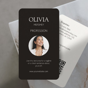 Carte De Visite Photo ivoire noir et crémeux Code QR social