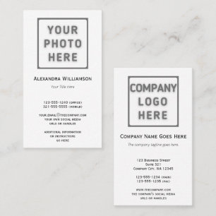 Carte De Visite Photo Logo Modèle Plain double face verticale
