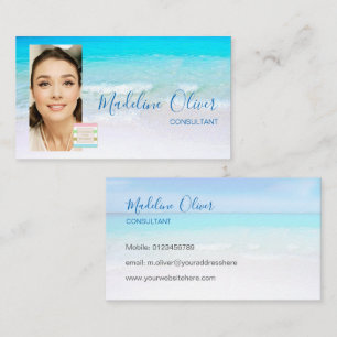 Carte De Visite Photo Logo Ocean Beach Sea Travel Blue