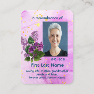 Carte De Visite Photo Memorial Aquarelle Lilac Garden Flower