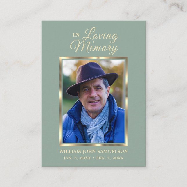 Carte de visite PHOTO MERCI DE PRIÈRE FUNÉRAIRE (Devant)