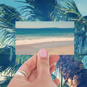 Carte De Visite Photo minimaliste de la scène Aqua Beach