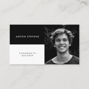 Carte De Visite Photo minimaliste moderne en noir et blanc