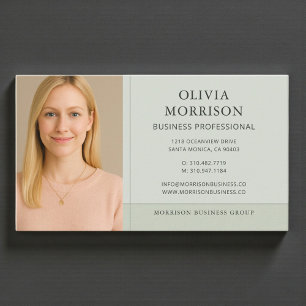 Carte De Visite Photo minimaliste moderne vert sauge