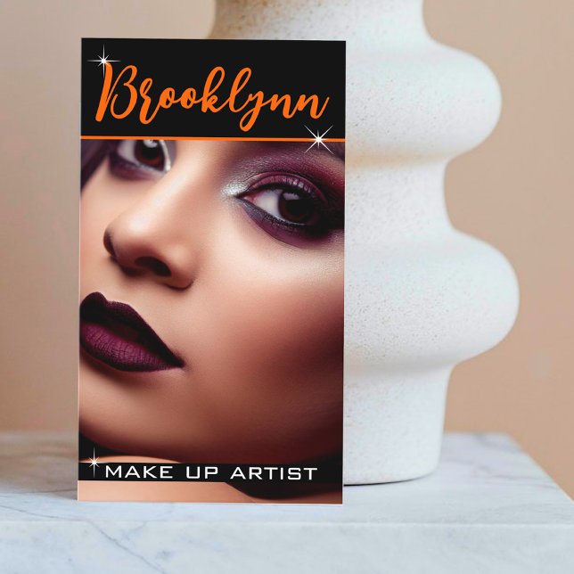 Carte De Visite Photo Modèle Cool moderne Orange Slogan (Créateur téléchargé)