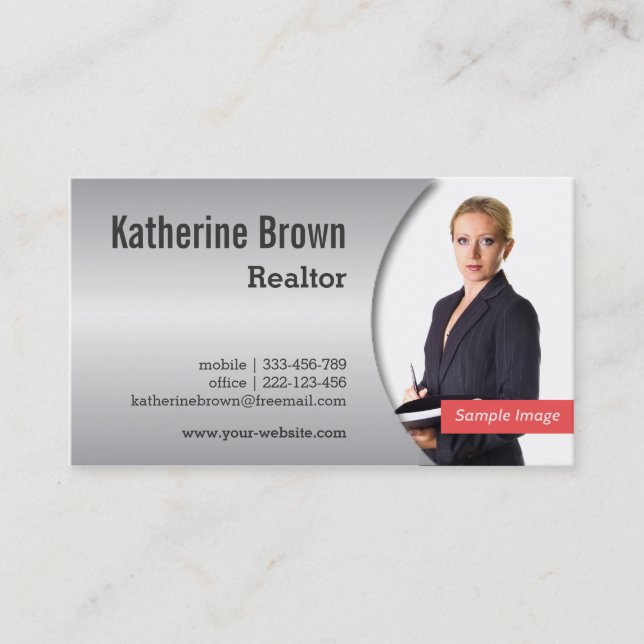 Carte De Visite Photo moderne, chic, métallique d'effet de (Devant)