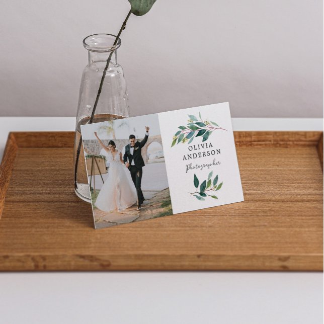 Carte de visite photo moderne de verdure (Créateur téléchargé)